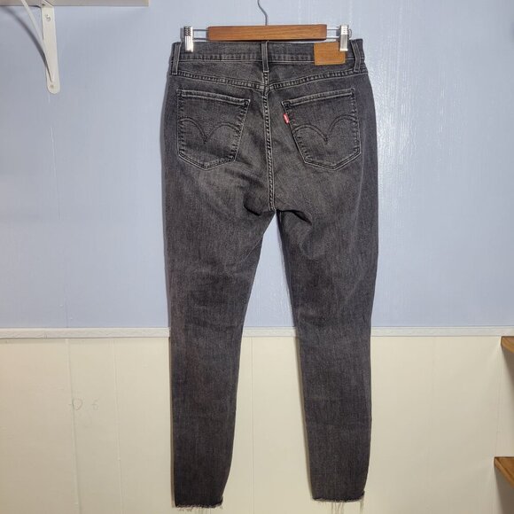 Levi's Premium Size 30 Classic Black Faded Distressed Curvy Skinny Denim Jeans - Picture 3 of 14